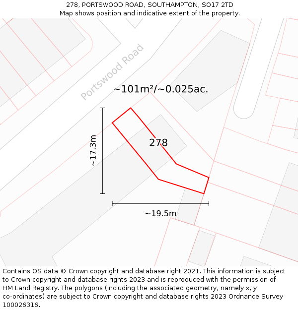 278, PORTSWOOD ROAD, SOUTHAMPTON, SO17 2TD: Plot and title map