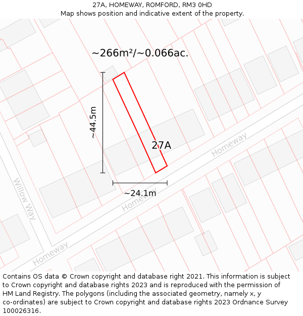 27A, HOMEWAY, ROMFORD, RM3 0HD: Plot and title map