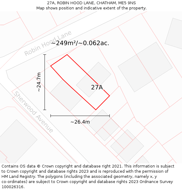 27A, ROBIN HOOD LANE, CHATHAM, ME5 9NS: Plot and title map