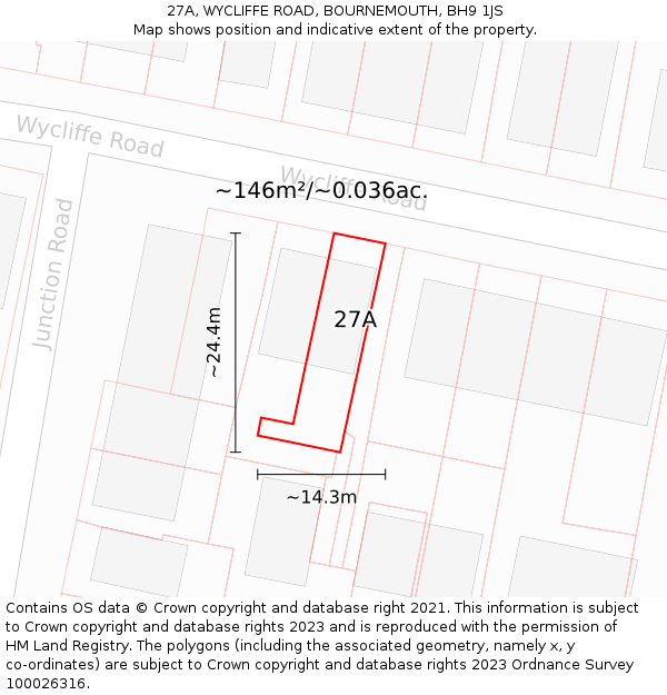 27A, WYCLIFFE ROAD, BOURNEMOUTH, BH9 1JS: Plot and title map