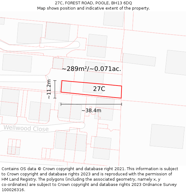 27C, FOREST ROAD, POOLE, BH13 6DQ: Plot and title map