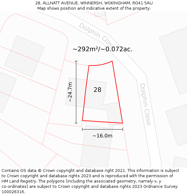 28, ALLNATT AVENUE, WINNERSH, WOKINGHAM, RG41 5AU: Plot and title map