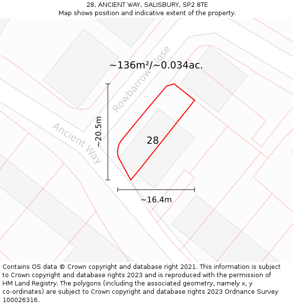 28, ANCIENT WAY, SALISBURY, SP2 8TE: Plot and title map