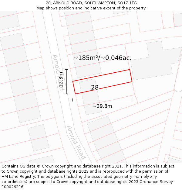28, ARNOLD ROAD, SOUTHAMPTON, SO17 1TG: Plot and title map
