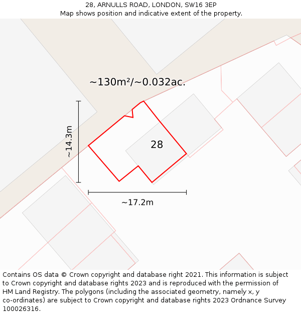 28, ARNULLS ROAD, LONDON, SW16 3EP: Plot and title map