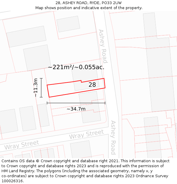 28, ASHEY ROAD, RYDE, PO33 2UW: Plot and title map