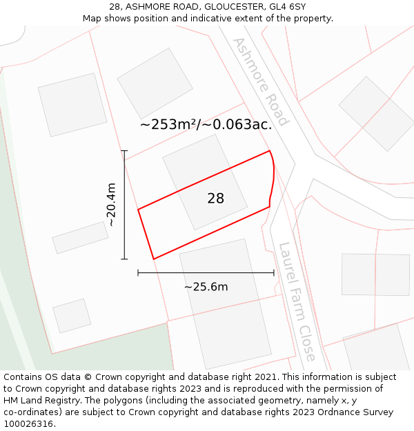 28, ASHMORE ROAD, GLOUCESTER, GL4 6SY: Plot and title map