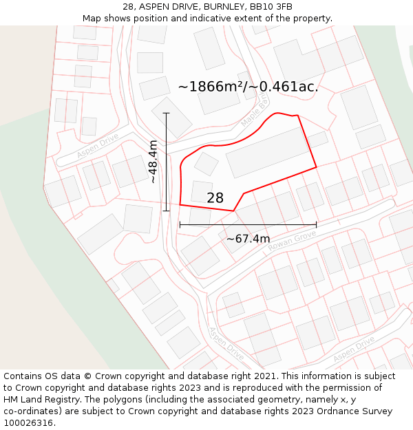 28, ASPEN DRIVE, BURNLEY, BB10 3FB: Plot and title map