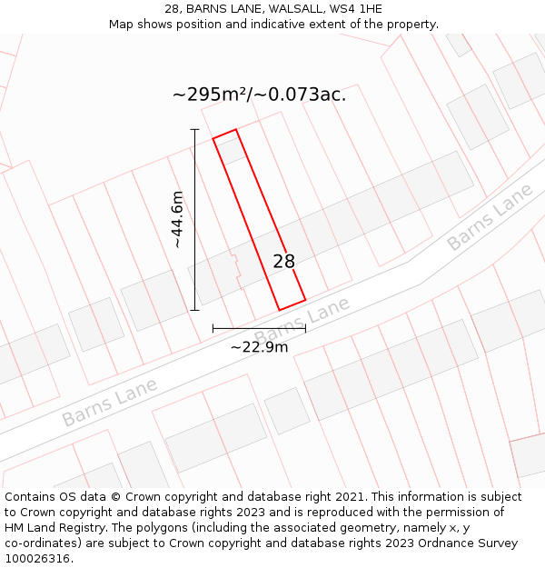 28, BARNS LANE, WALSALL, WS4 1HE: Plot and title map
