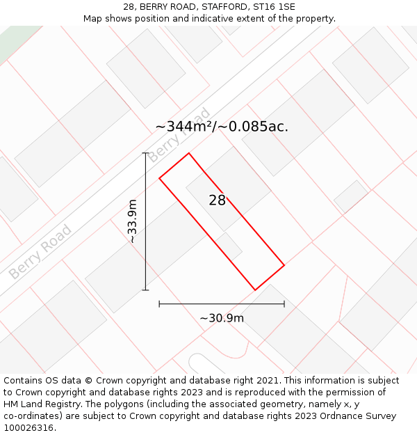28, BERRY ROAD, STAFFORD, ST16 1SE: Plot and title map
