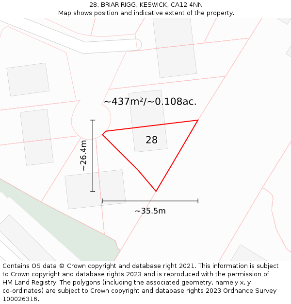 28, BRIAR RIGG, KESWICK, CA12 4NN: Plot and title map