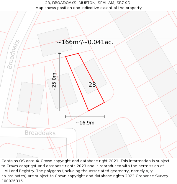 28, BROADOAKS, MURTON, SEAHAM, SR7 9DL: Plot and title map