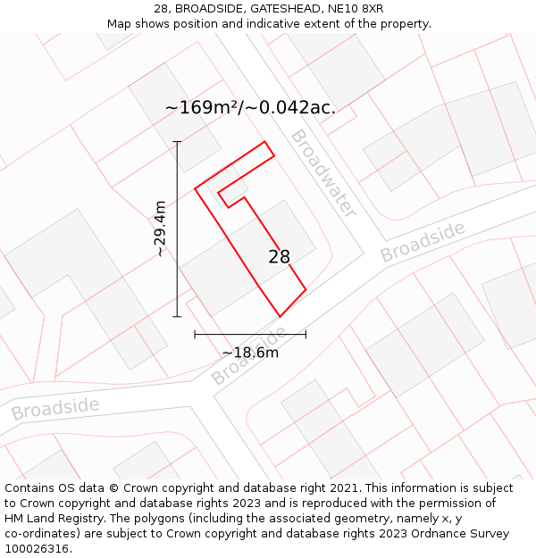 28, BROADSIDE, GATESHEAD, NE10 8XR: Plot and title map