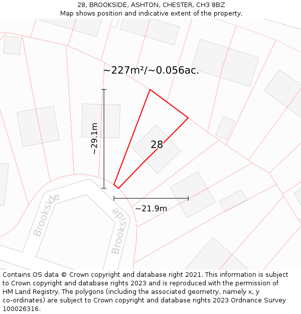 28, BROOKSIDE, ASHTON, CHESTER, CH3 8BZ: Plot and title map