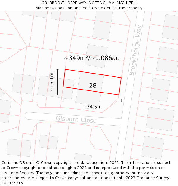 28, BROOKTHORPE WAY, NOTTINGHAM, NG11 7EU: Plot and title map