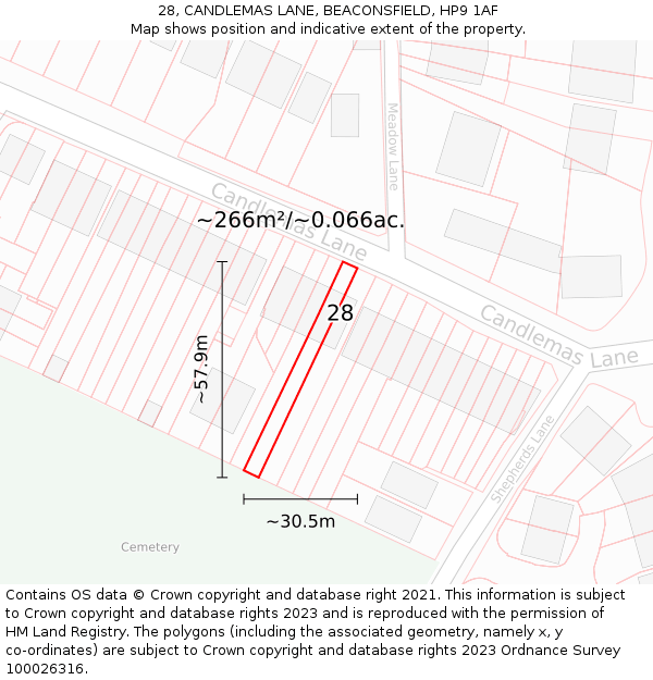 28, CANDLEMAS LANE, BEACONSFIELD, HP9 1AF: Plot and title map