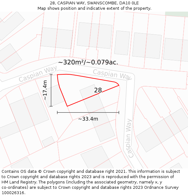 28, CASPIAN WAY, SWANSCOMBE, DA10 0LE: Plot and title map