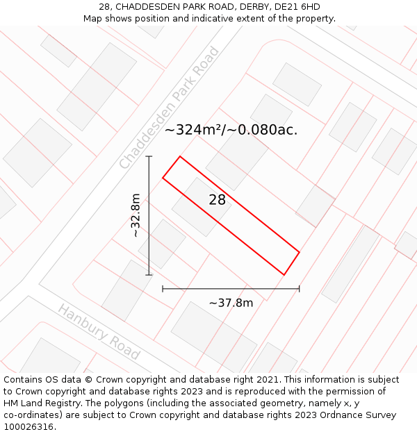 28, CHADDESDEN PARK ROAD, DERBY, DE21 6HD: Plot and title map