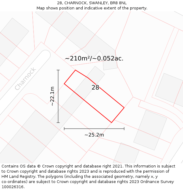 28, CHARNOCK, SWANLEY, BR8 8NL: Plot and title map
