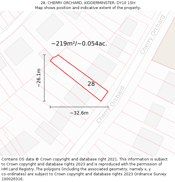 28, CHERRY ORCHARD, KIDDERMINSTER, DY10 1SH: Plot and title map