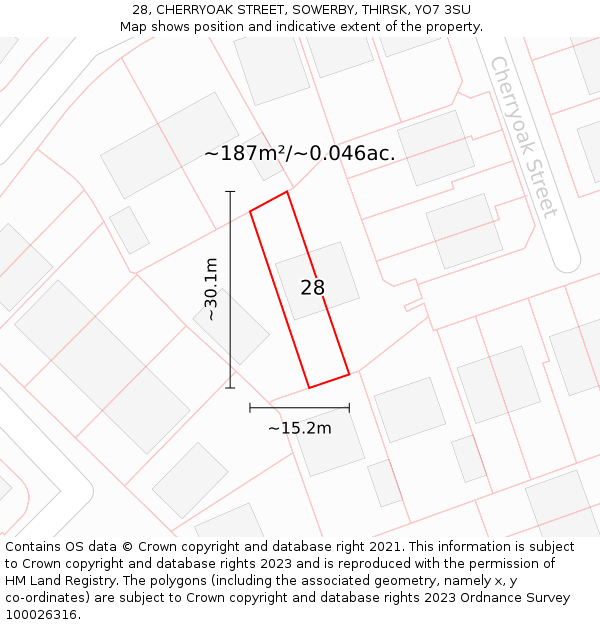 28, CHERRYOAK STREET, SOWERBY, THIRSK, YO7 3SU: Plot and title map