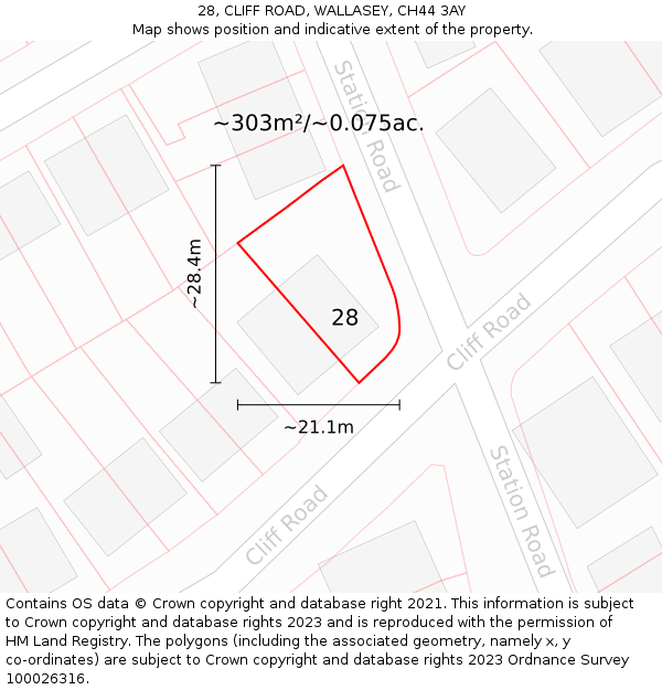 28, CLIFF ROAD, WALLASEY, CH44 3AY: Plot and title map