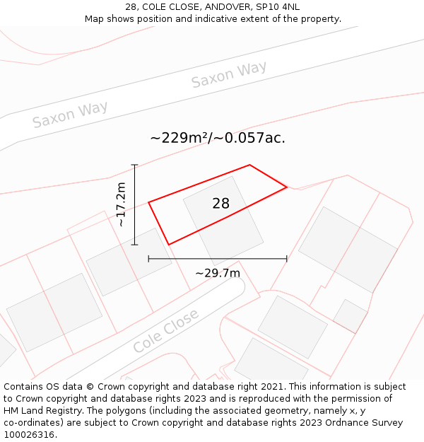 28, COLE CLOSE, ANDOVER, SP10 4NL: Plot and title map