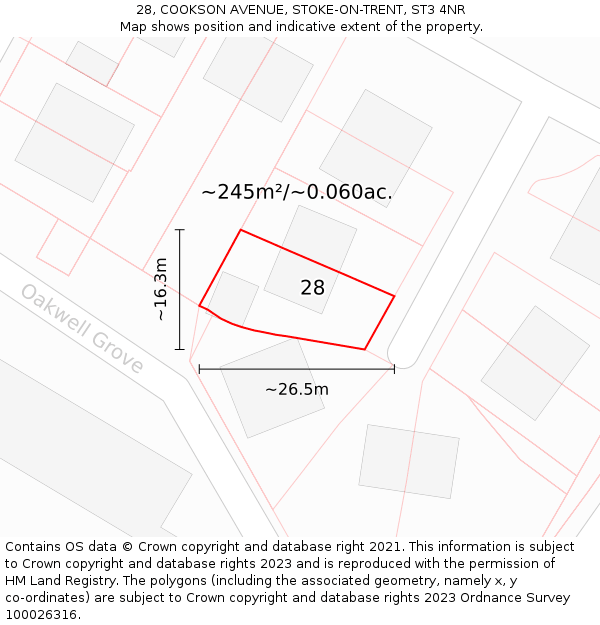 28, COOKSON AVENUE, STOKE-ON-TRENT, ST3 4NR: Plot and title map