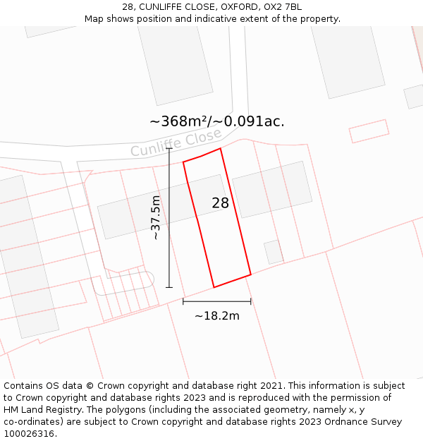 28, CUNLIFFE CLOSE, OXFORD, OX2 7BL: Plot and title map