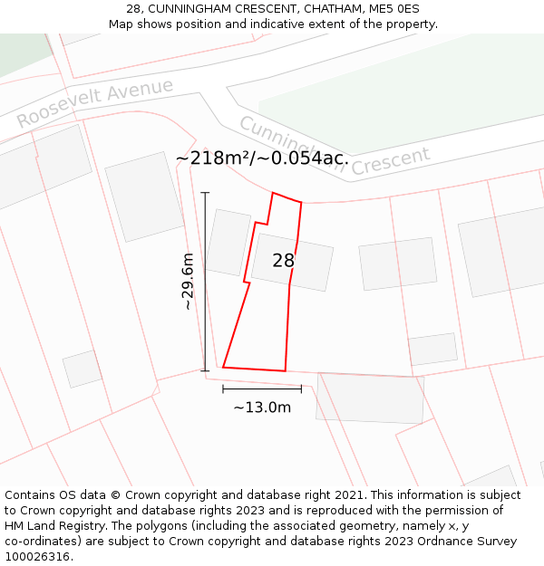 28, CUNNINGHAM CRESCENT, CHATHAM, ME5 0ES: Plot and title map