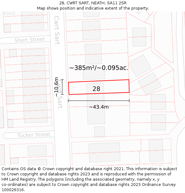 28, CWRT SART, NEATH, SA11 2SR: Plot and title map