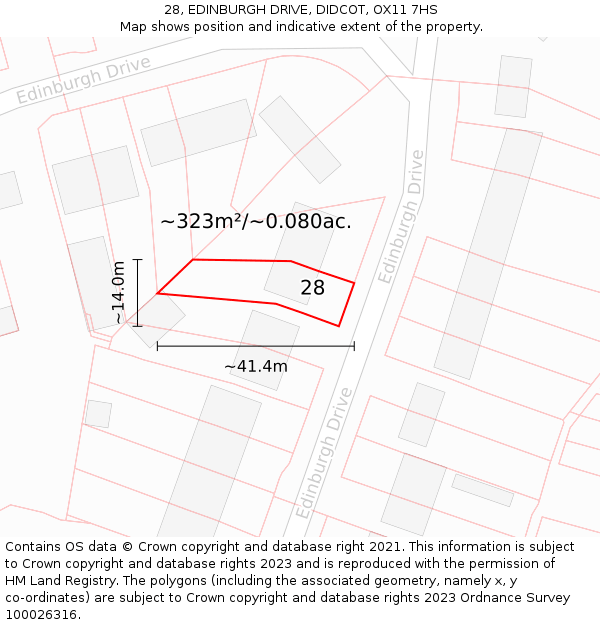 28, EDINBURGH DRIVE, DIDCOT, OX11 7HS: Plot and title map
