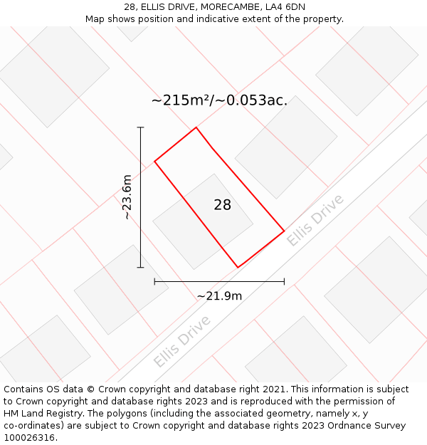 28, ELLIS DRIVE, MORECAMBE, LA4 6DN: Plot and title map