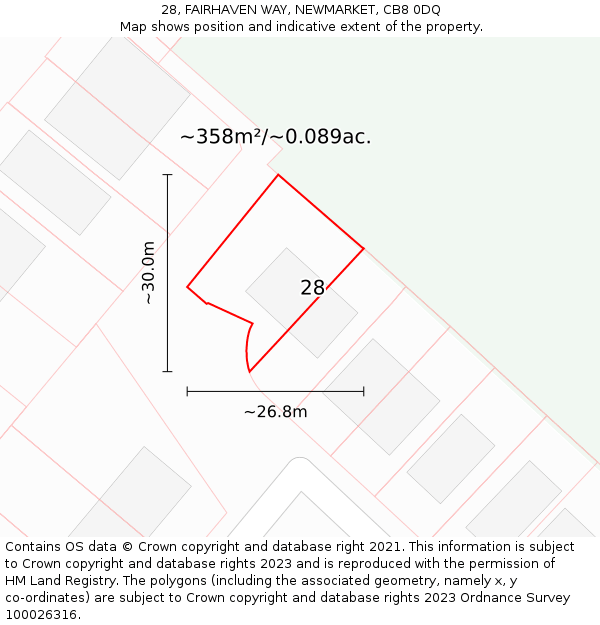 28, FAIRHAVEN WAY, NEWMARKET, CB8 0DQ: Plot and title map