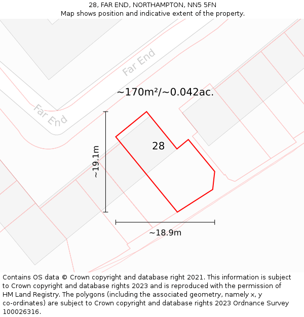 28, FAR END, NORTHAMPTON, NN5 5FN: Plot and title map