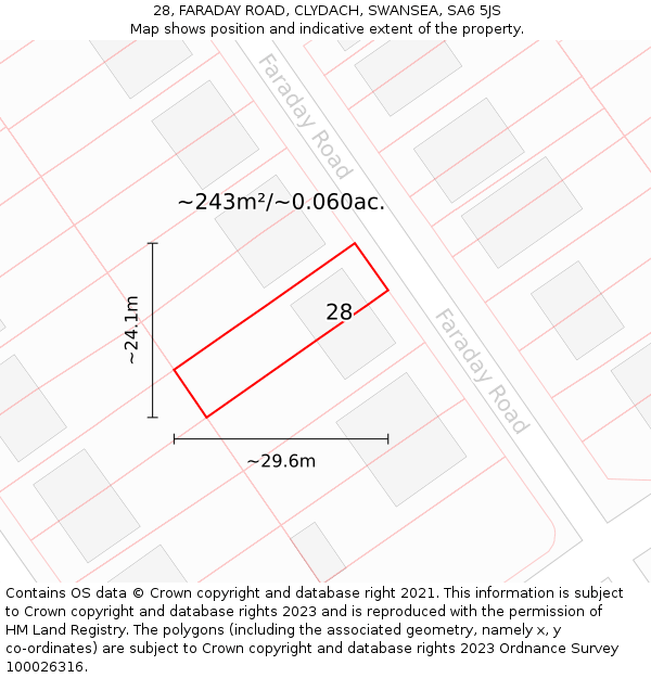 28, FARADAY ROAD, CLYDACH, SWANSEA, SA6 5JS: Plot and title map