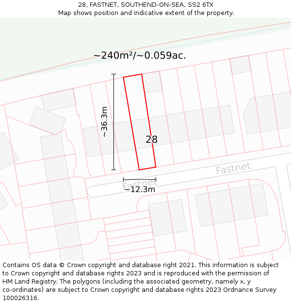 28, FASTNET, SOUTHEND-ON-SEA, SS2 6TX: Plot and title map