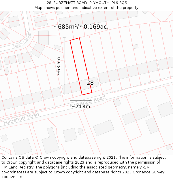 28, FURZEHATT ROAD, PLYMOUTH, PL9 8QS: Plot and title map