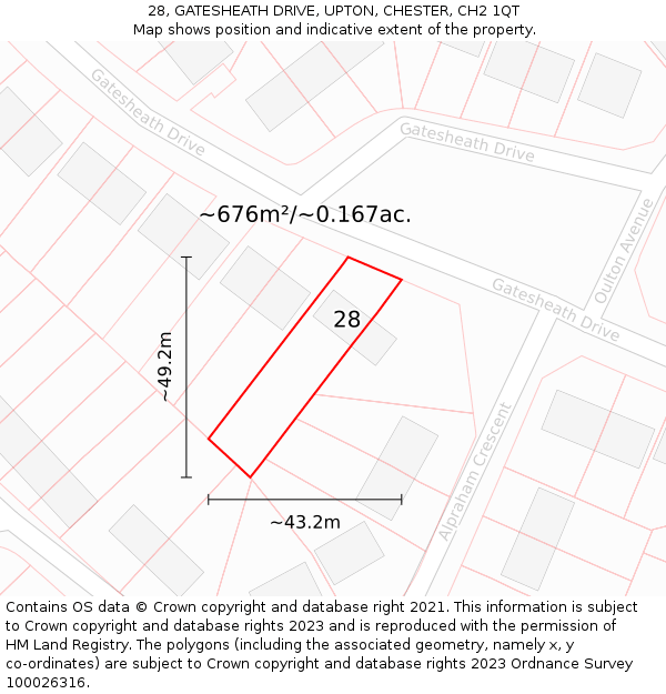 28, GATESHEATH DRIVE, UPTON, CHESTER, CH2 1QT: Plot and title map