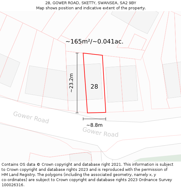 28, GOWER ROAD, SKETTY, SWANSEA, SA2 9BY: Plot and title map