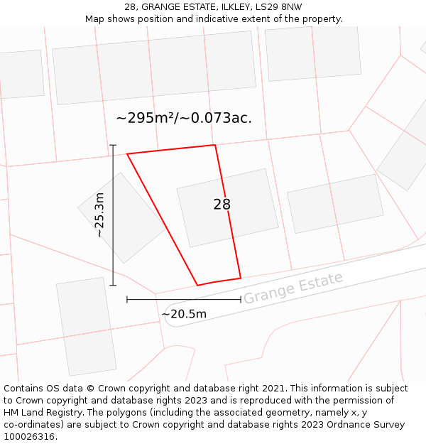 28, GRANGE ESTATE, ILKLEY, LS29 8NW: Plot and title map