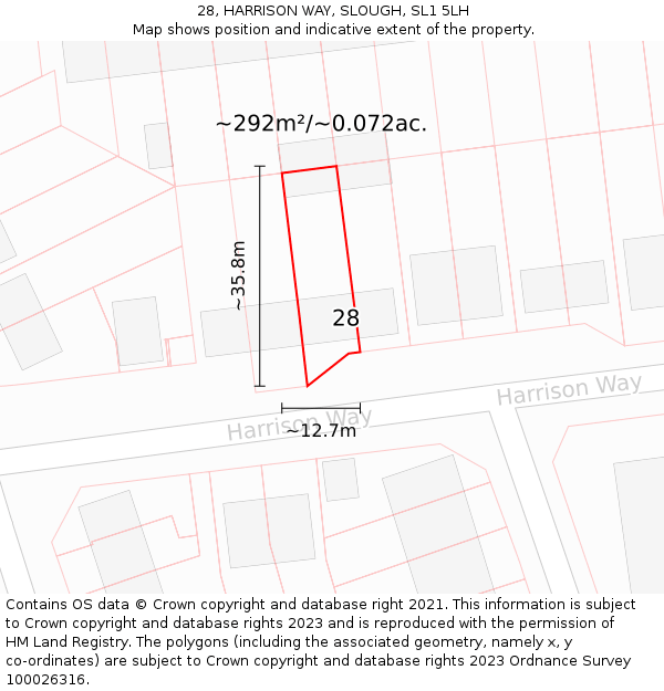 28, HARRISON WAY, SLOUGH, SL1 5LH: Plot and title map