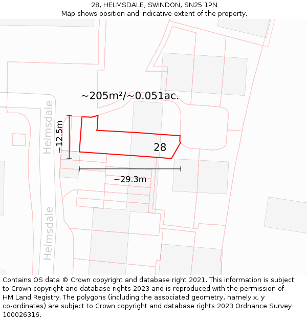 28, HELMSDALE, SWINDON, SN25 1PN: Plot and title map