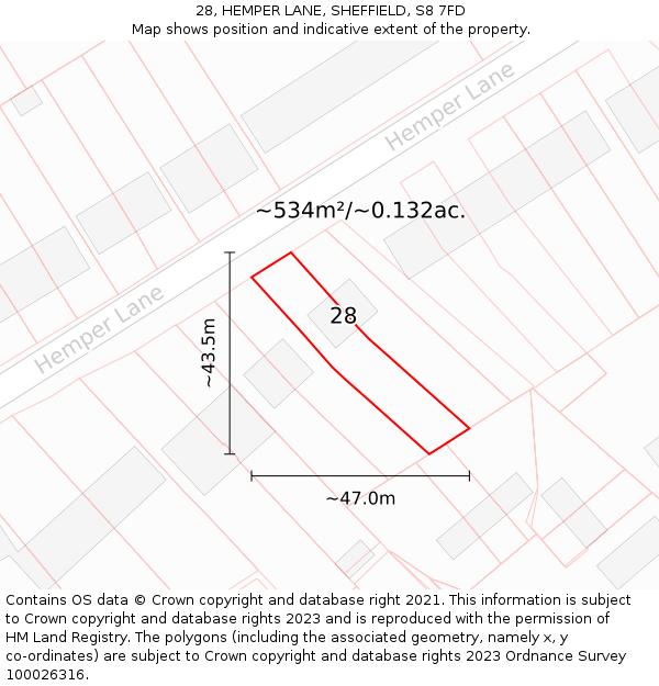 28, HEMPER LANE, SHEFFIELD, S8 7FD: Plot and title map
