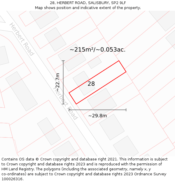 28, HERBERT ROAD, SALISBURY, SP2 9LF: Plot and title map