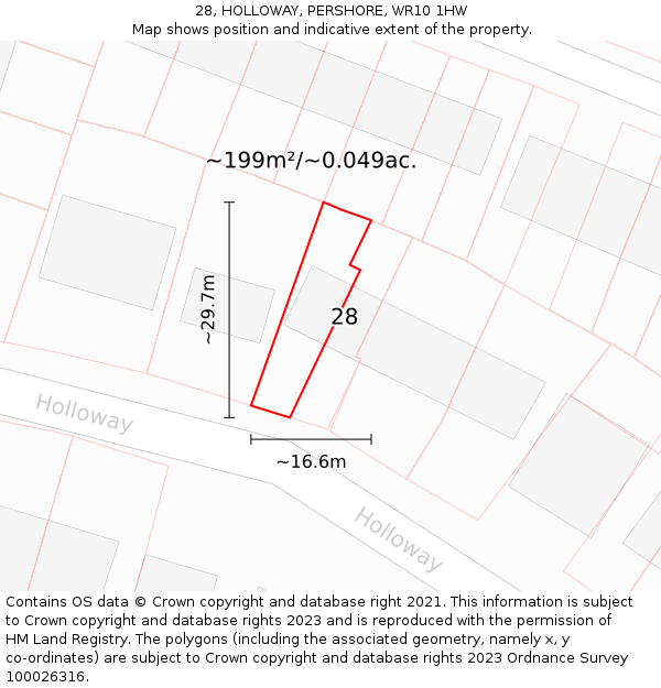 28, HOLLOWAY, PERSHORE, WR10 1HW: Plot and title map