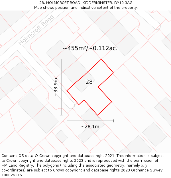 28, HOLMCROFT ROAD, KIDDERMINSTER, DY10 3AG: Plot and title map