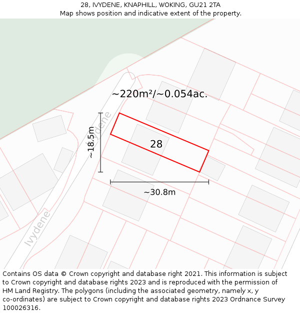 28, IVYDENE, KNAPHILL, WOKING, GU21 2TA: Plot and title map