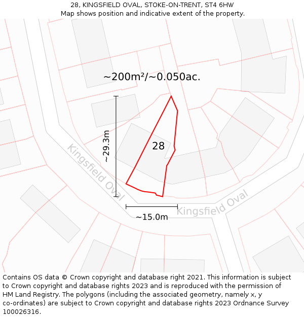28, KINGSFIELD OVAL, STOKE-ON-TRENT, ST4 6HW: Plot and title map