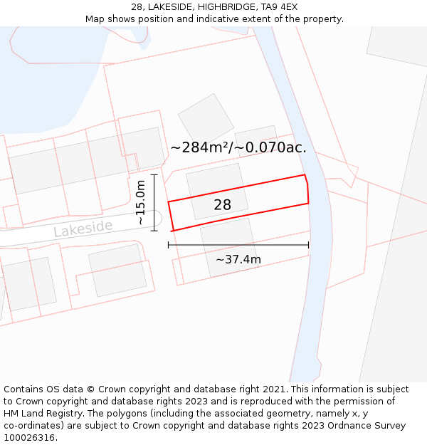 28, LAKESIDE, HIGHBRIDGE, TA9 4EX: Plot and title map